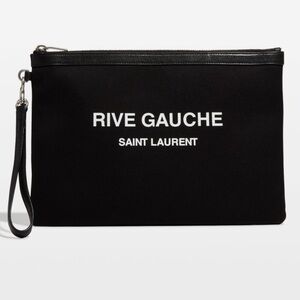 Saint Laurent Black Rive Gauche Clutch pouch bag